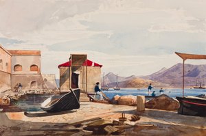 Il porto di Gaeta, con aggiunte della Principessa Maria Annunziata di Borbone da Giacinto Gigante